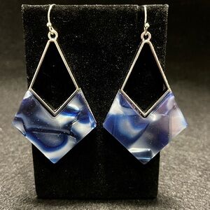 Elegant Blue and Black Geometric Earrings